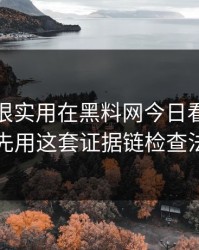 冷门但很实用在黑料网今日看黑料前先用这套证据链检查法
