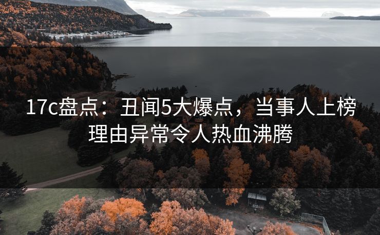 17c盘点：丑闻5大爆点，当事人上榜理由异常令人热血沸腾