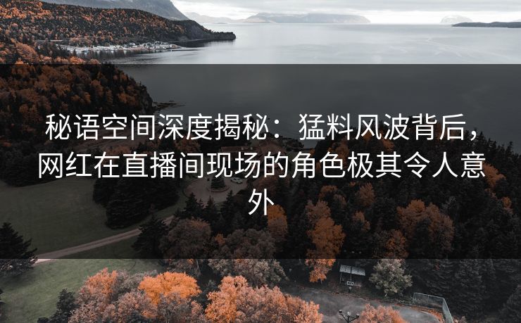 秘语空间深度揭秘：猛料风波背后，网红在直播间现场的角色极其令人意外