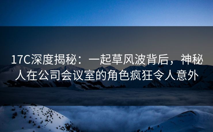 17C深度揭秘：一起草风波背后，神秘人在公司会议室的角色疯狂令人意外