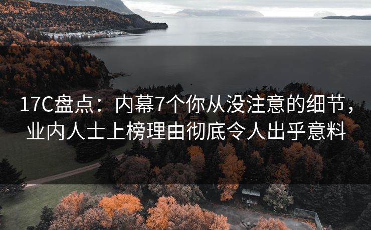 17C盘点：内幕7个你从没注意的细节，业内人士上榜理由彻底令人出乎意料