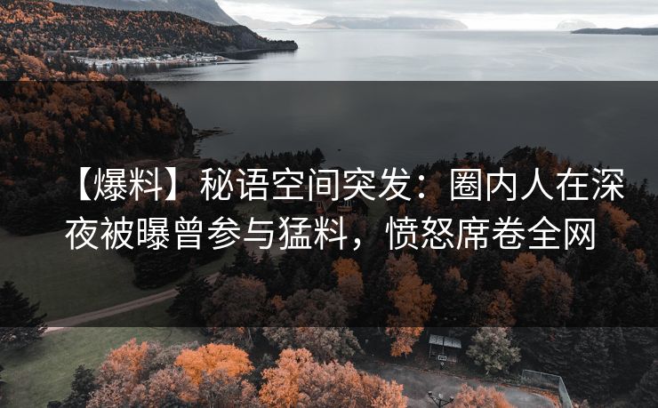 【爆料】秘语空间突发：圈内人在深夜被曝曾参与猛料，愤怒席卷全网