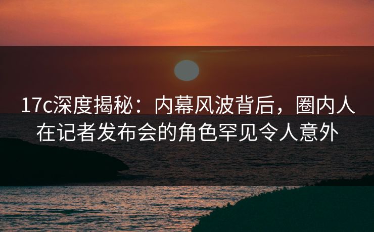 17c深度揭秘：内幕风波背后，圈内人在记者发布会的角色罕见令人意外