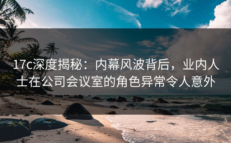 17c深度揭秘：内幕风波背后，业内人士在公司会议室的角色异常令人意外