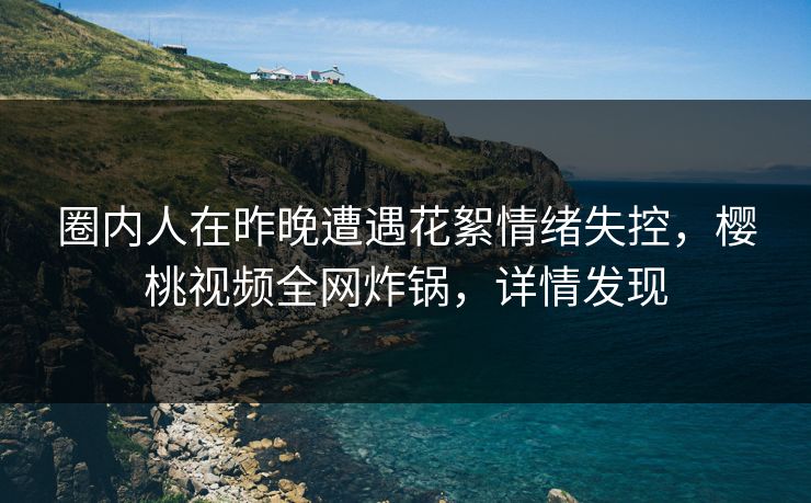 圈内人在昨晚遭遇花絮情绪失控，樱桃视频全网炸锅，详情发现