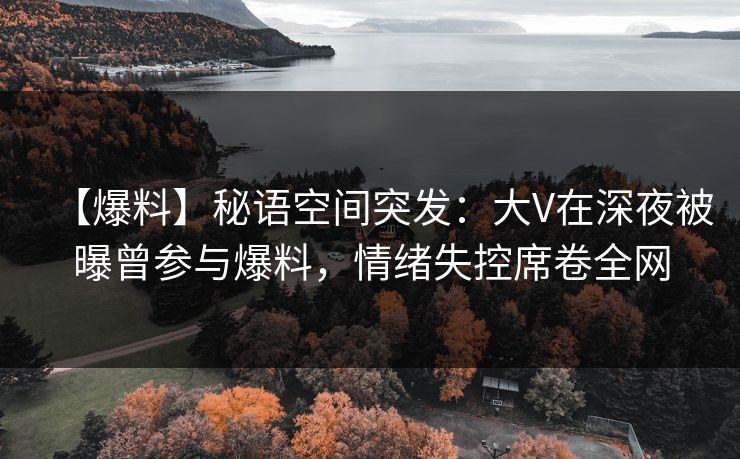 【爆料】秘语空间突发：大V在深夜被曝曾参与爆料，情绪失控席卷全网
