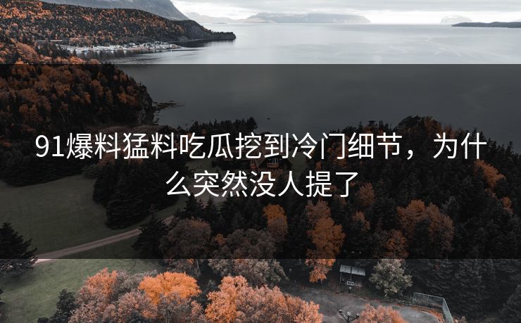91爆料猛料吃瓜挖到冷门细节，为什么突然没人提了